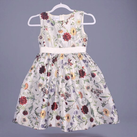 Oscar de la Renta Girls Botanical Floral Jacquard Dress 8 8Y - Picture 7 of 7